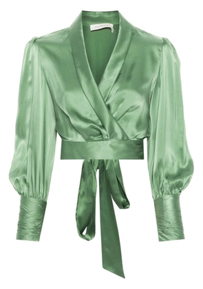ZIMMERMANN silk cropped wrap top - Green