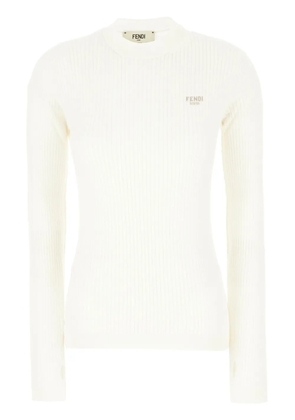 FENDI embroidered-logo sweater - White