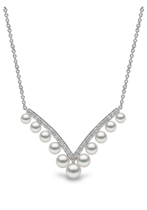 Yoko London 18kt white gold Sleek Akoya pearl and diamond necklace - Silver