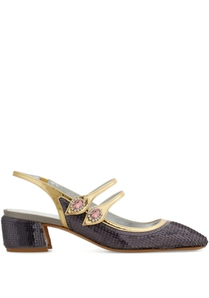 Ferragamo 40mm sequin-embellished slingback pumps - Silver