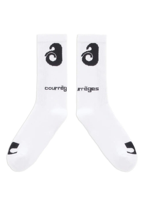 Courrèges logo-detail ribbed socks - White
