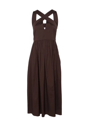 Max Mara V-neck poplin midi dress - Brown