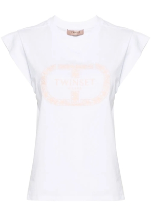 TWINSET embroidered-logo sleeveless T-shirt - White