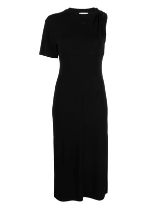 Courrèges logo-appliqué asymmetric midi dress - Black