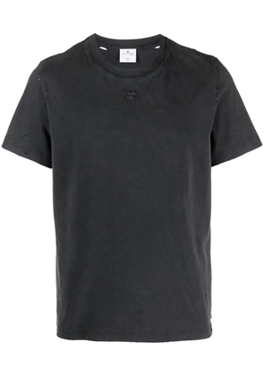 Courrèges logo-patch distressed cotton T-shirt - Grey