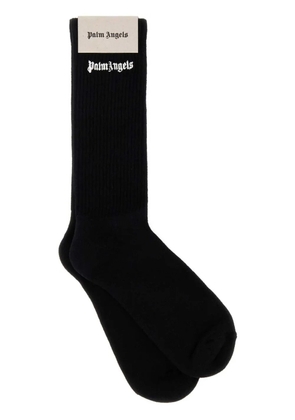 Palm Angels logo-embroidered calf socks - Black