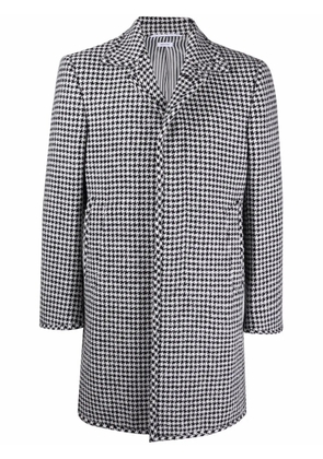 Thom Browne houndstooth-pattern single-breasted coat - Black