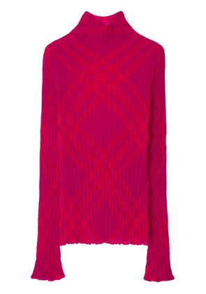Burberry plaid-check rib-knit jumper - Pink