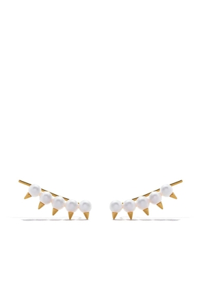 TASAKI 18kt yellow gold danger plus Collection Line Akoya pearl earrings