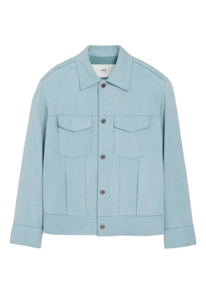 AMI Paris leather trucker jacket - Blue