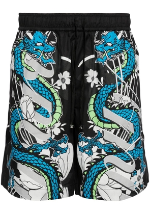 AMIRI dragon-print cotton track shorts - Black