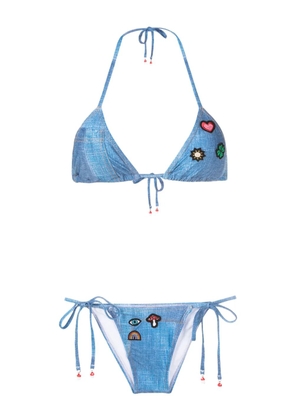 Amir Slama embroidered-patch bikini set - Black