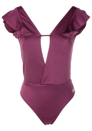 Brigitte short-sleeved open-back swimsuit - Purple