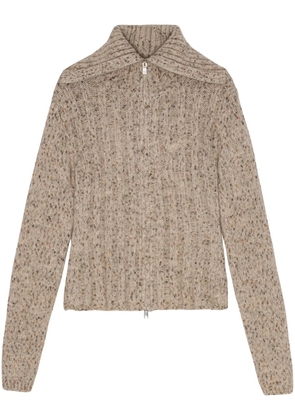 GANNI spread-collar cardigan - Neutrals