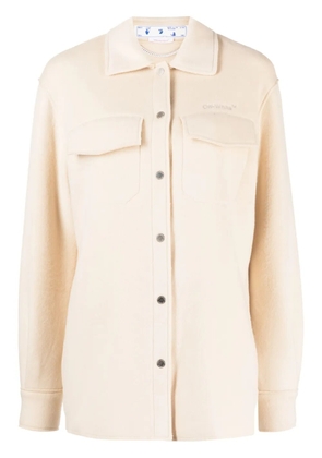 Off-White embroidered logo shirt jacket - Neutrals