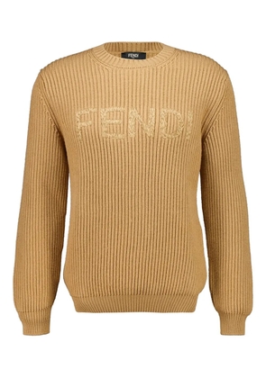FENDI logo-embroidered sweater - Brown
