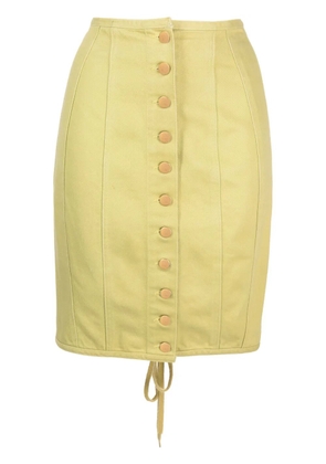 Jean Paul Gaultier Pre-Owned 1989 logo-button denim skirt - Green