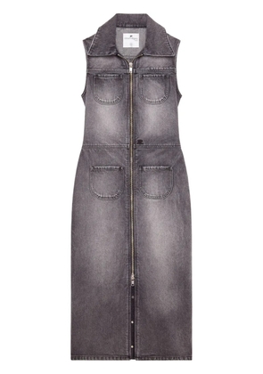 Courrèges double-pockets denim midi dress - Grey