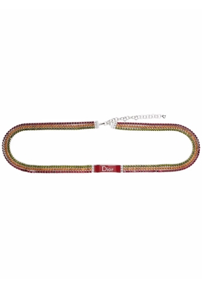 Christian Dior Pre-Owned 2000s rhinestone-embellished chain-link belt - Red