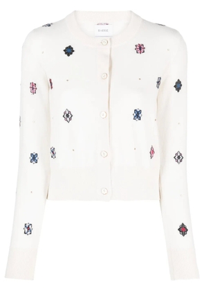 Barrie intarsia-knit round-neck cardigan - Neutrals