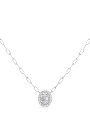LB Exclusive 14K white gold diamond round-pendant necklace - Silver