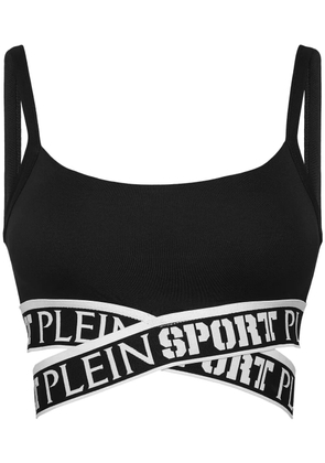 Plein Sport logo-underband crop top - Black