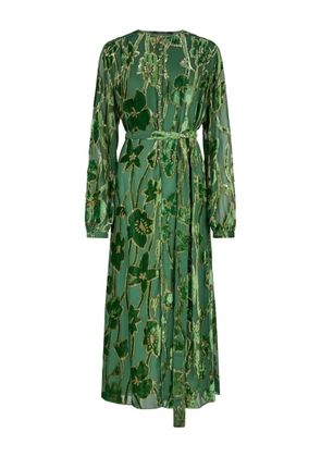 Roberto Cavalli velvet floral-print midi dress - Green