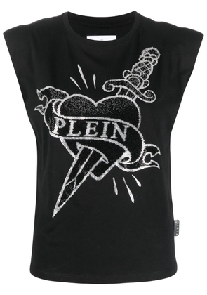Philipp Plein crystal-embellished logo tank top - Black
