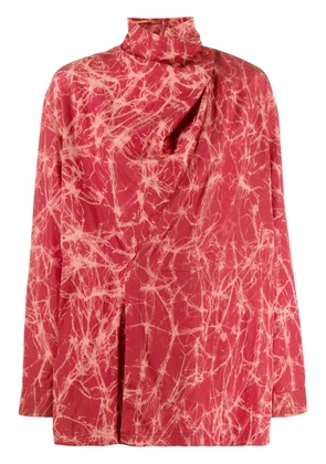 Issey Miyake Pre-Owned 1980's draped neckline blouse - Red