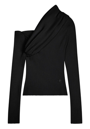 Courrèges logo-embroidered knitted jumper - Black