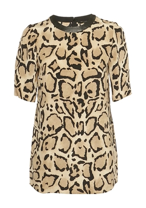 Gucci Pre-Owned animal-print leather-trim blouse - Neutrals