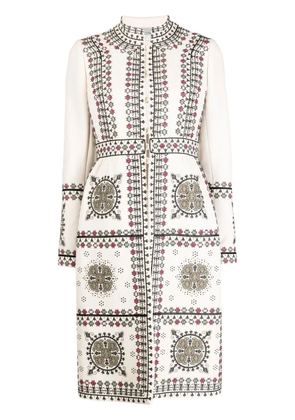 Valentino Garavani Pre-Owned embroidered high-neck coat - Neutrals