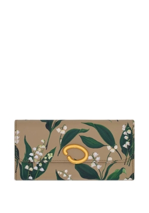 Oscar de la Renta Lily of the Valley-printed Continental wallet - Neutrals