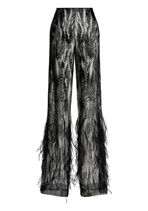 Ralph Lauren Collection Bradlee feather-embellished tulle trousers - Black