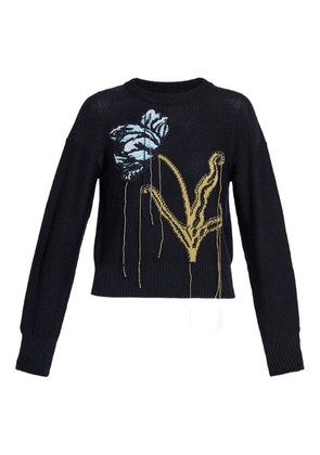 ERDEM floral-motif crew-neck sweater - Blue