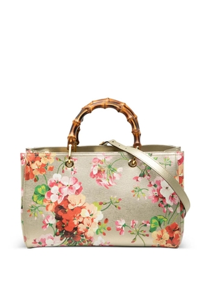 Gucci Pre-Owned 2000-2015 Medium Calfskin Blooms Bamboo Shopper satchel - Grey