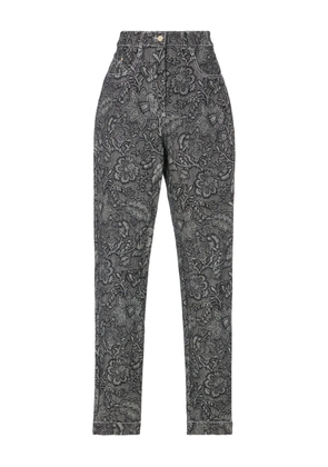 Temperley London floral-print denim trousers - Black