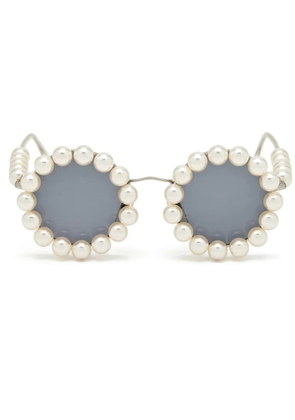 CHANEL Pre-Owned 1993 pearl-trim round-frame sunglasses - White