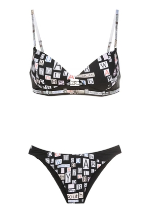Amir Slama text-print cut-out bikini - Black