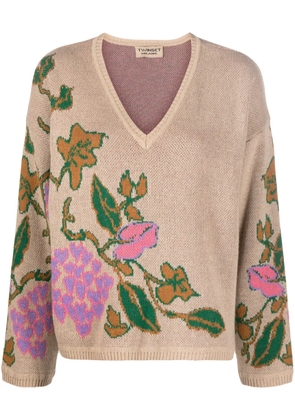 TWINSET floral intarsia-knit jumper - Neutrals