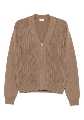 FURSAC V-neck zip-up cardigan - Brown