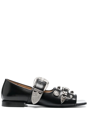 Toga Pulla buckle-fastening open-toe ballerina shoes - Black