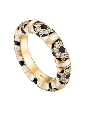 ZAHN-Z 14K yellow gold Sadaf Mosaic mother-of-pearl and diamond ring