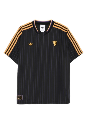 adidas pinstripe-striped three-stripe logo T-shirt - Black