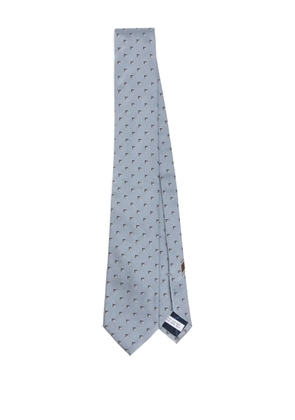Ferragamo Gancini-print silk tie - Blue