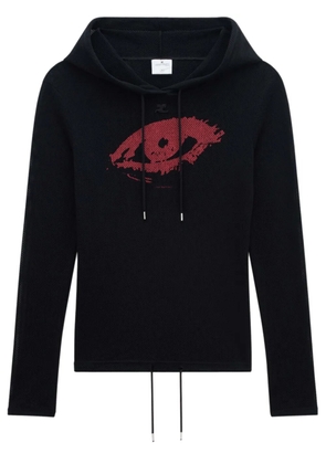 Courrèges graphic-print mesh hoodie - Black