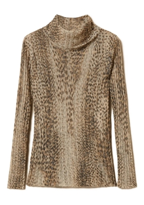 TWINSET roll-neck leopard-print jumper - Brown