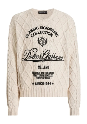 Dolce & Gabbana cable-knit logo sweater - Neutrals