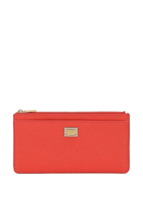 Dolce & Gabbana logo-plaque leather card holder - Orange