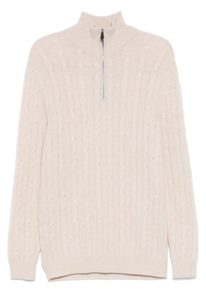 N.Peal Albemarle Cable Half Zip sweater - Neutrals